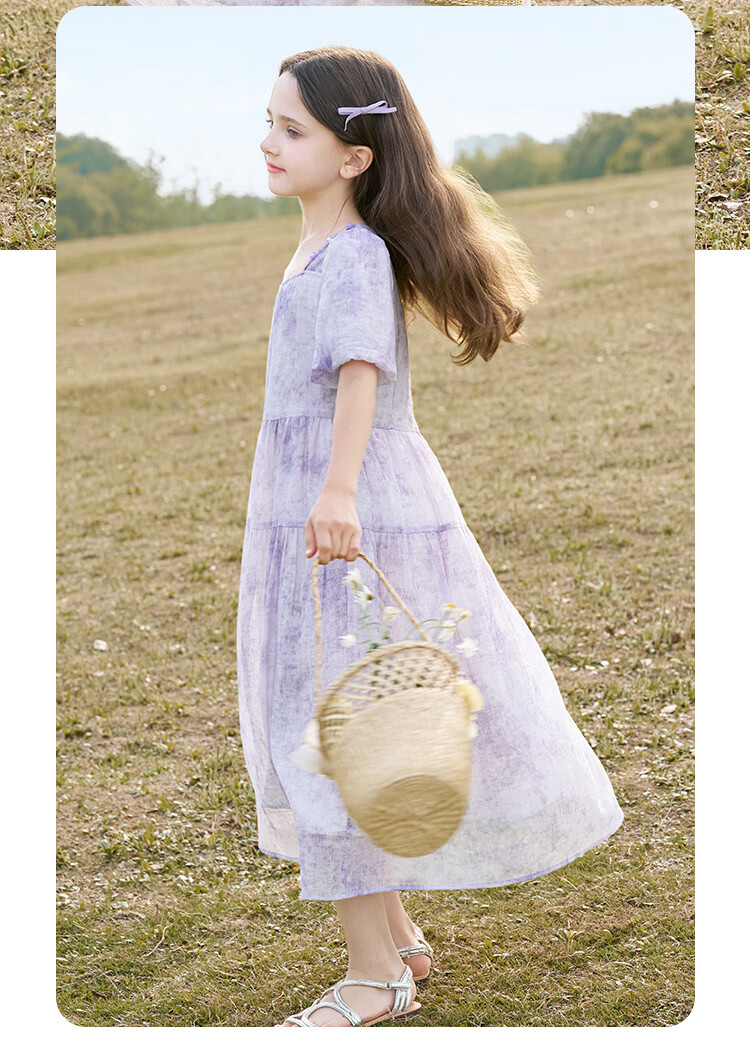 CHANZUIGOU Kids Purple Dress 2026 Spring New Stylish Children's Princess Dress Beach Vacation Dress 18
